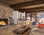 Great room with woodburning fireplace